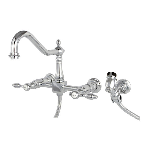 Tudor KS1241TALBS 8" Centerset Wall Mount Kitchen Faucet with Brass Sprayer KS1241TALBS